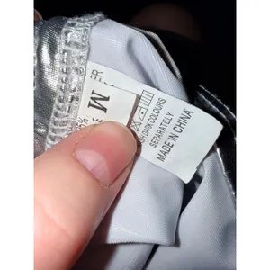 Silver Metallic Ruched Mini Skirt Medium Festival Rave Wear Liquid Shine Bodycon thumbnail 5