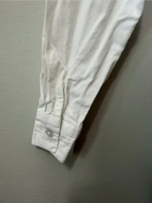 ASOS White Button Front Ruffle Hem Tunic Top Size US 4 thumbnail 6