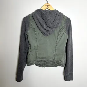 Hollister Green Jean Hooded Utility Biker Jacket thumbnail 5