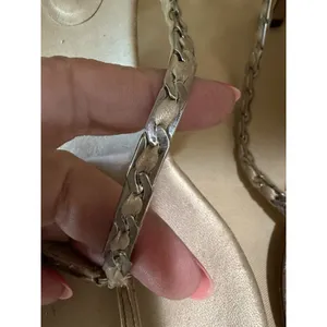 St. John Signature Chain-Embellished Kitten Heel Thong Sandals Gold Size 9 thumbnail 6