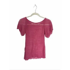 Ambra Maddalena Womens Sz L Pink Frankie Open Knit Sheer Stretchy Top Vintage thumbnail 6