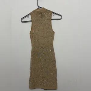 Windsor Womens Size S Nude Rhinestone Bodycon Midi Dress Sleeveless Stretch(E49✨ thumbnail 5