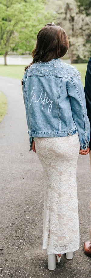 Heirloom Bridal Company Jean Jacket Pearl Embroidered And Bedazzled thumbnail 2