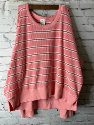 Offline by aerie oversized Striped Pink Waffle Knit Sweater size large thumbnail 1