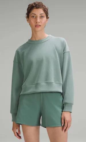 Lululemon Softstreme Perfectly Oversized Cropped Crew Green Size 4 As-Is Stains thumbnail 1