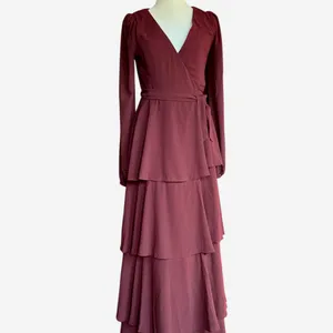 NWT Lulus Small Marvelous Grace Plum Long Sleeve Tiered Wrap Maxi‎ Dress Sz XS thumbnail 3