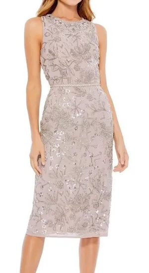 Mac Duggal Beaded Sequin Cocktail Dress Vintage‎ Lilac 16 Wedding Formal Gatsby thumbnail 1