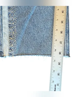 KanCan NWT Evelyn Mid Rise Slim Straight Leg Rhinestone Side Stripe Size 1/24 thumbnail 11