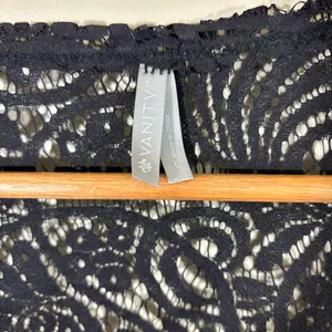 Vanity Y2K Black Lace Cover-Up Kimono with Fringe Size L thumbnail 3
