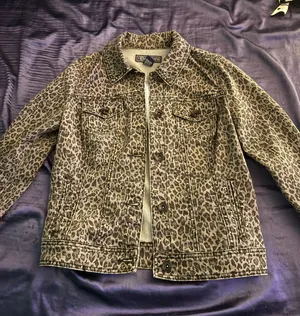 Leopard black denim jacket Multiple thumbnail 1