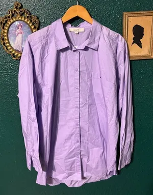 Loft Women’s Purple Button Down Blouse Sz XL NWT thumbnail 1
