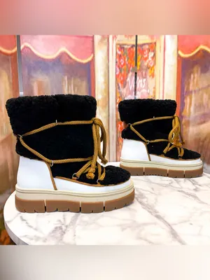La Mondiale Zermatt Sheepskin Après-Ski Boots Black Size 36 NWT thumbnail 4