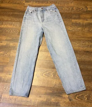 American Eagle Baggy Jeans Women’s 8 Distressed High Rise Light Blue Denim thumbnail 1