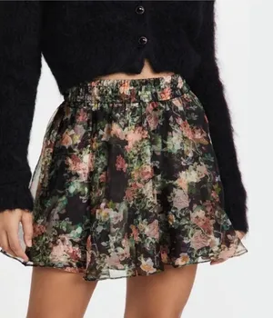 Alice + Olivia Flora Silk Smocked Mini Skirt thumbnail 1