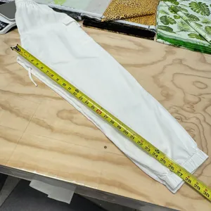 Mags & Pye White Cargo Jogger Pants Women's Medium Elastic Waist Zipper Detail‎ thumbnail 11