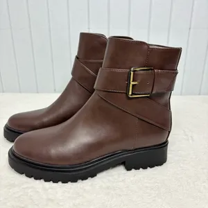 Unisa Dark Brown Casual Zip Up Ankle Boots with‎ Gold Buckle Size 8.5 thumbnail 6