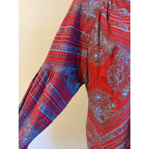 Free People‎ Red Blue walking on a dream Top xs boho whimsi fairy flowy Shirt thumbnail 3