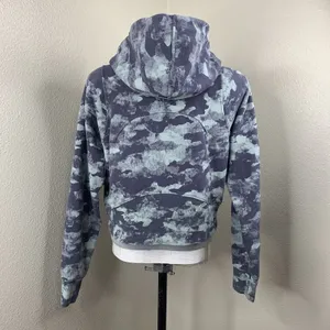 Lululemon Loungeful Cropped Hoodie Heritage Camo Wash WP Blue Multi Pullover Sz6 thumbnail 4