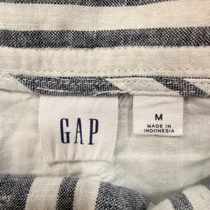 GAP Blue White Striped Linen Blend Wrap Midi Skirt Tie Waist Pockets Nautical thumbnail 7