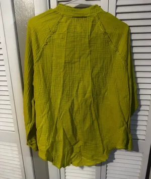Aerie textured gauze button-down shirt features a relaxed oversized thumbnail 2