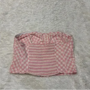 Free People Gingham Tube Top Leilani Pink Medium thumbnail 5
