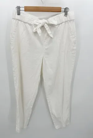 Land N Sea White Linen Blend Tie Casual Pants Women Size M Coastal‎ Lagenlook thumbnail 1