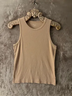No Boundaries Tan Ribbed Tank Top Women’s Size L thumbnail 4