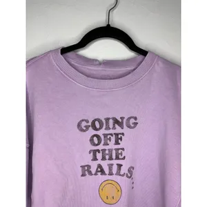 Aerie "Going Off The Rails" Crewneck Sweatshirt Women's Small Purple Oversized thumbnail 3