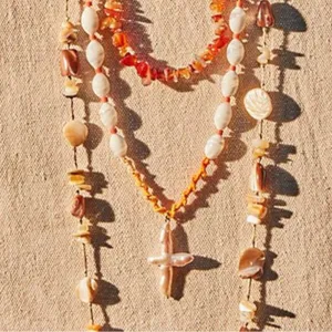 Free People Ariana Ost Easy Does It Pearl Cross Strand Necklace Bohemian Beach thumbnail 15