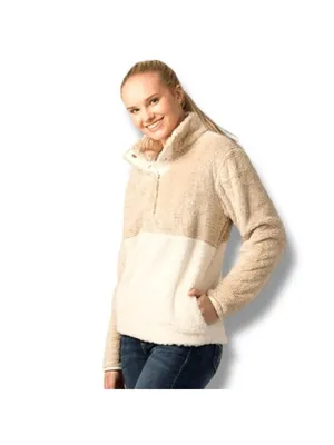 Fleece Pullover Camel and Cream Women's Size Large thumbnail 2