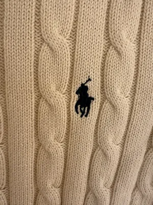 Ralph Lauren Light Beige Cable Knit Crewneck Sweater Size XS thumbnail 3