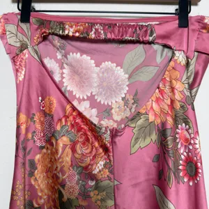 Altar'd State Women Satin Dress XL Pink Floral Strapless Midi Slit Bodycon Event thumbnail 5