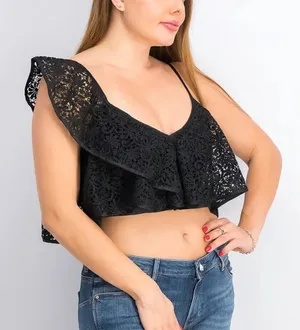 Topshop Women Embroidered‎ Tops, Black Size 4 thumbnail 1
