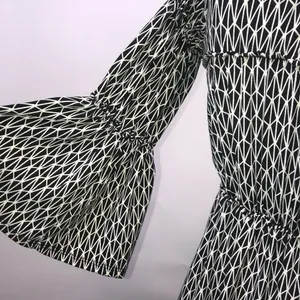 Sophie Max Studio Womens Dress Size XS Black White Geometric 3/4 Flounce Sleeve thumbnail 4