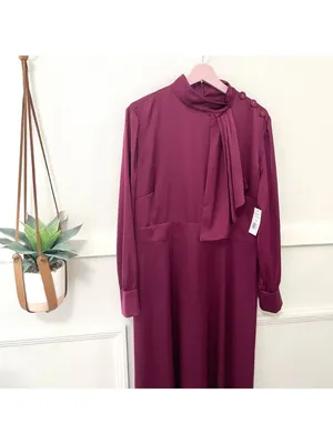 NWT Alexia Admor Brooklynn Midi Fit and Flare Dress Size 14 Cranberry Satin thumbnail 2