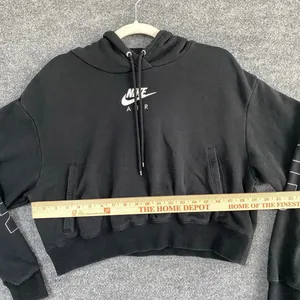 Nike Air Black Crop Hoodie White Spell Out Long Sleeve Pullover Activewear Gym thumbnail 6