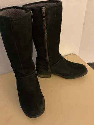 UGG women black suede tall mid calf Linford boots US 6 thumbnail 6