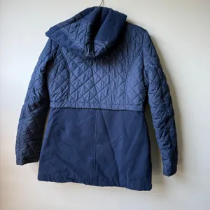 Sam Edelman Quilted Hooded‎ Puffer Jacket Coat Navy Blue Womens Size L thumbnail 3
