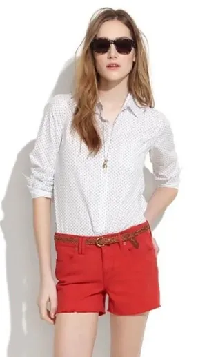 Madewell 2” inseam red denim shorts thumbnail 1
