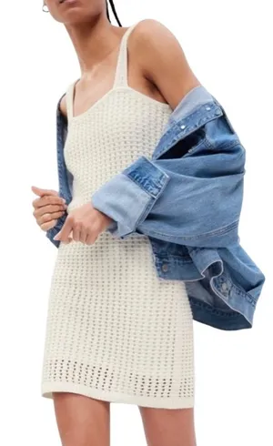 Gap Crochet Mini Dress. Off White Size Medium NWT thumbnail 1