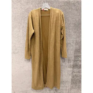 Free People FP Beach Cardigan Womens Small Tan‎ Slub Knit Longline Open Front thumbnail 3