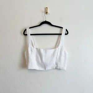 Reformation | NWT Pepper‎ 100% Linen Cropped Tank Top in White thumbnail 4