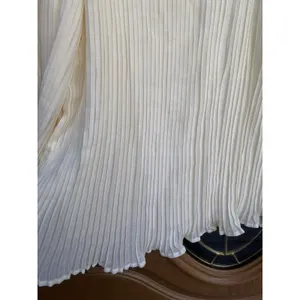 Topshop Boho Feminine Fairy Romantic Cream Pastel Pleated Sheer Neckline Blouse Size 8 thumbnail 13
