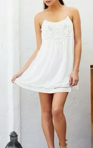 Lovers + Friends Sz‎ XS Sammi Mini Dress Embroidered Beaded Bling Babydoll Sheer thumbnail 1
