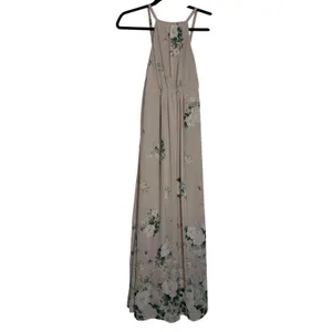Show Me Your Mumu Amanda Floral Halter‎ Maxi Dress Beige White Green Small thumbnail 4