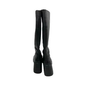 Steve Madden Fanatik Womens Black Leather Square Toe Zip Up Knee High Boots 6.5 thumbnail 3