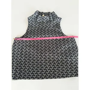 We The Free Free People Cowl Neck Racerback Knit Top Green Black Geometric Small thumbnail 3