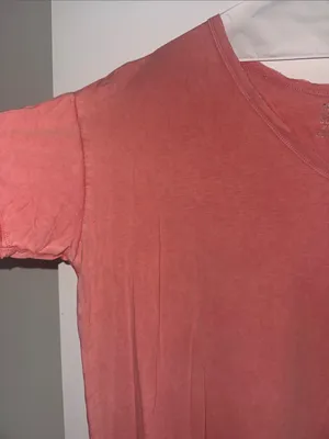 Real Soft Aerie Relaxed V-Neck Short Sleeve Oversized Tee in Coral thumbnail 3