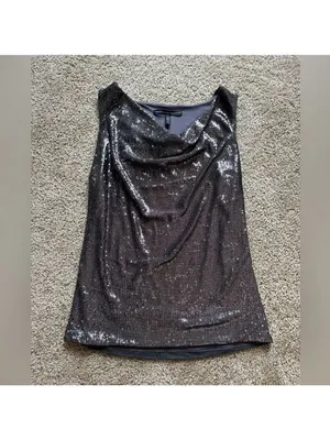 White House Black Market Sequin Cowl Neck Top Medium thumbnail 3