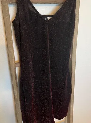 DIVIDED NWOT Womens Size 6 Semi Sheer Red Sparkle Mini cocktail dress thumbnail 1